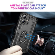 For iPhone 16 Plus Shockproof TPU Hybrid PC Phone Case with Holder(Black)