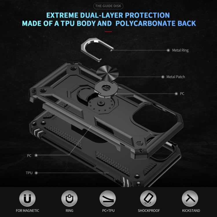 For iPhone 16 Plus Shockproof TPU Hybrid PC Phone Case with Holder(Black)