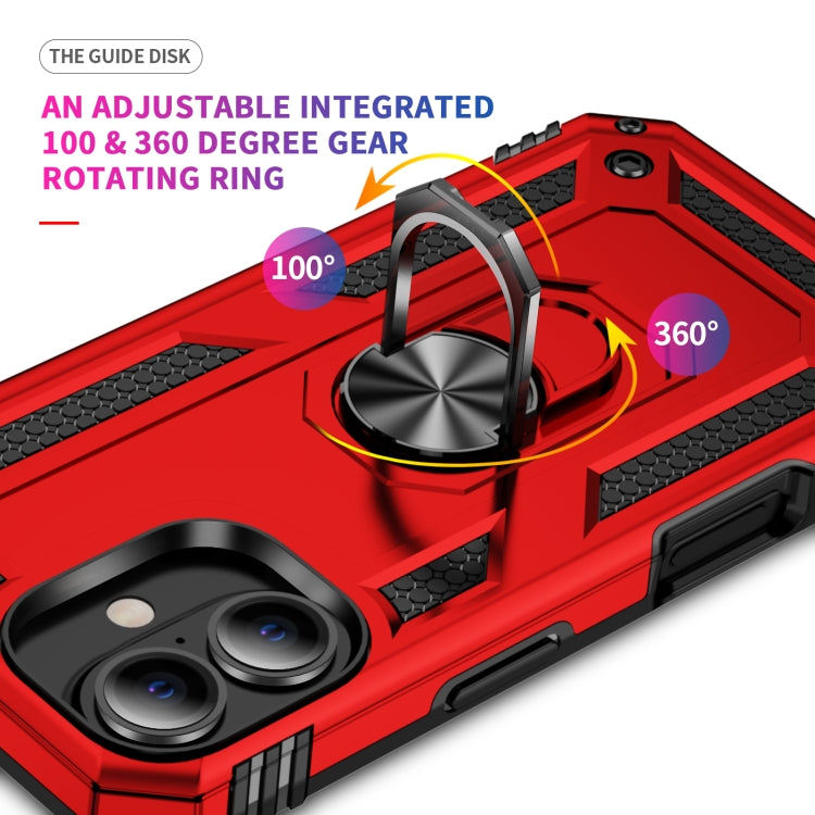 For iPhone 16 Plus Shockproof TPU Hybrid PC Phone Case with Holder(Red)