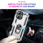 For iPhone 16 Plus Shockproof TPU Hybrid PC Phone Case with Holder(Silver)