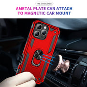 For iPhone 16 Pro Shockproof TPU Hybrid PC Phone Case with Holder(Red)