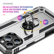 For iPhone 16 Pro Shockproof TPU Hybrid PC Phone Case with Holder(Silver)