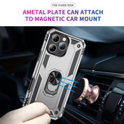 For iPhone 16 Pro Shockproof TPU Hybrid PC Phone Case with Holder(Silver)