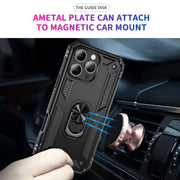 For iPhone 16 Pro Max Shockproof TPU Hybrid PC Phone Case with Holder(Black)