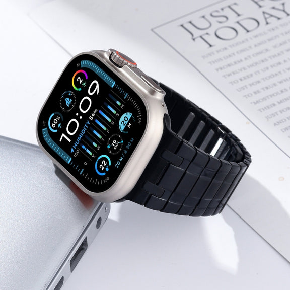 For Apple Watch Series 9 45mm Magnetic Stainless Steel Watch Band(Black)
