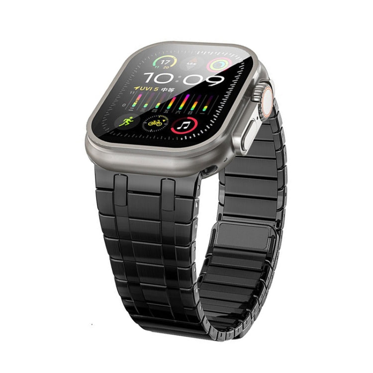 For Apple Watch Ultra 49mm Magnetic Stainless Steel Watch Band(Black)