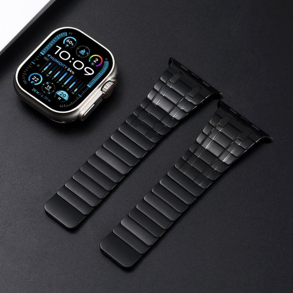 For Apple Watch Series 7 45mm Magnetic Stainless Steel Watch Band(Black)
