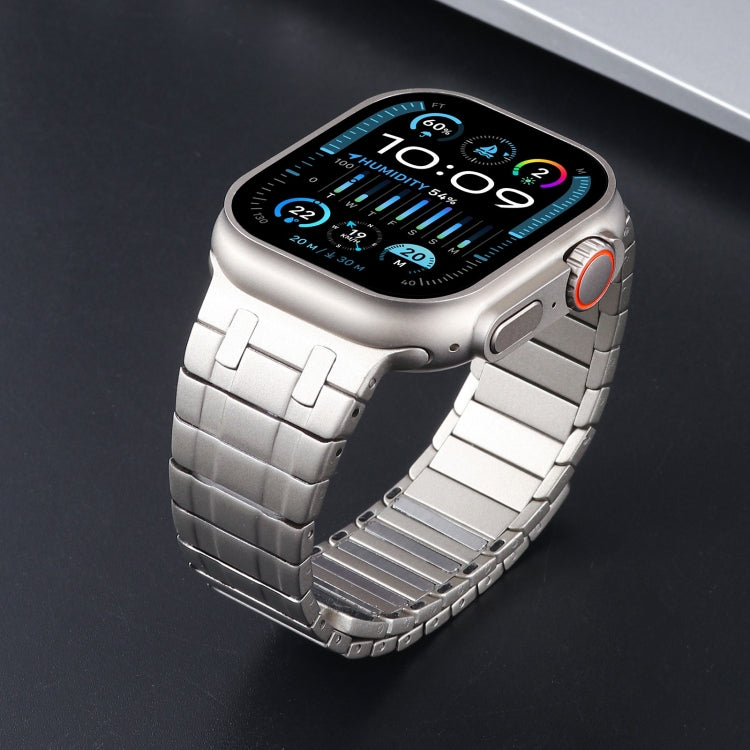 For Apple Watch Series 7 45mm Magnetic Stainless Steel Watch Band(Titanium Gold)