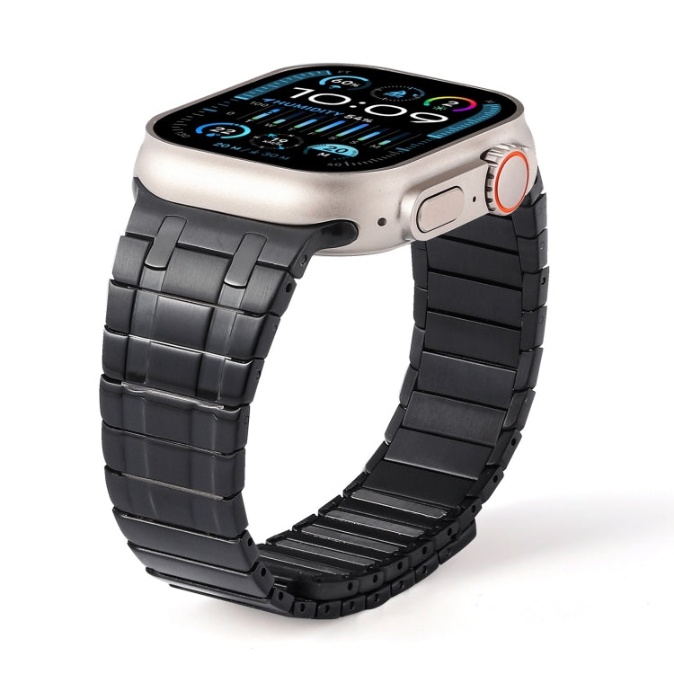 For Apple Watch SE 44mm Magnetic Stainless Steel Watch Band(Black)