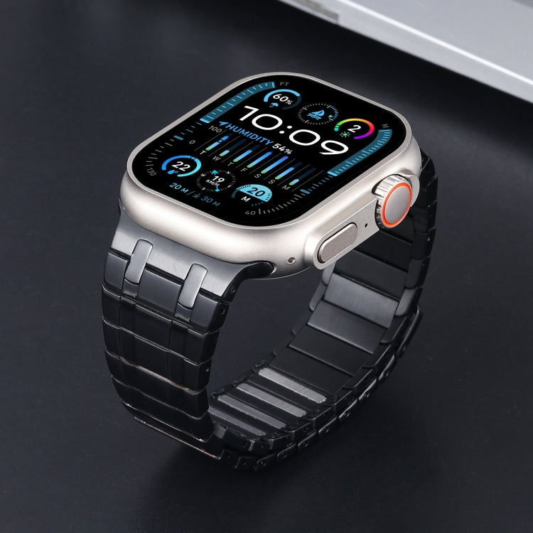 For Apple Watch SE 44mm Magnetic Stainless Steel Watch Band(Black)