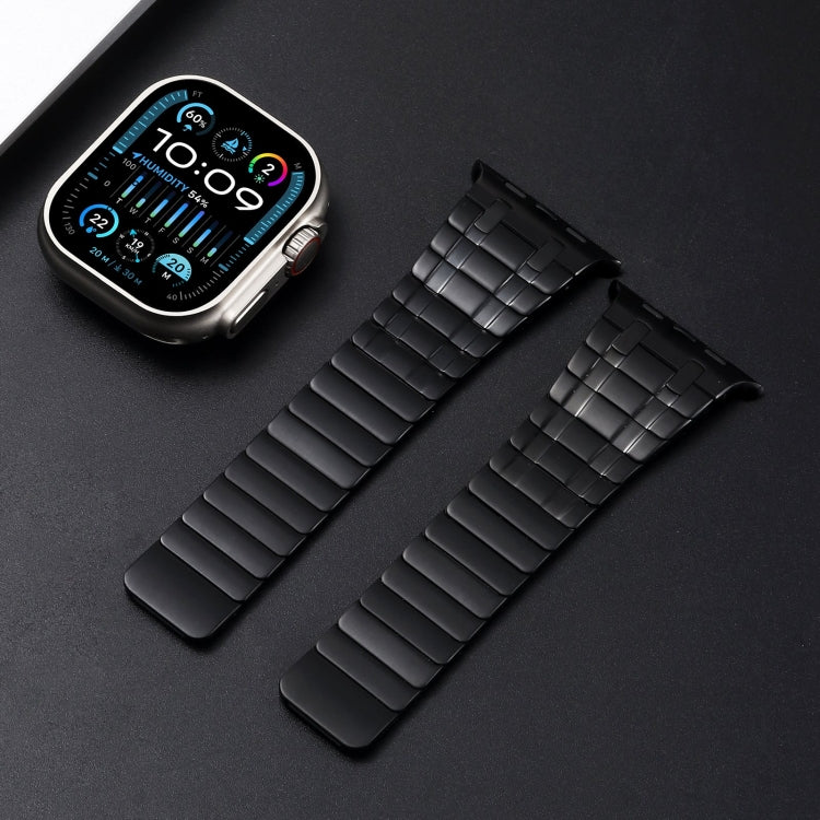 For Apple Watch SE 44mm Magnetic Stainless Steel Watch Band(Black)