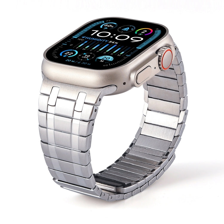 For Apple Watch SE 44mm Magnetic Stainless Steel Watch Band(Silver)