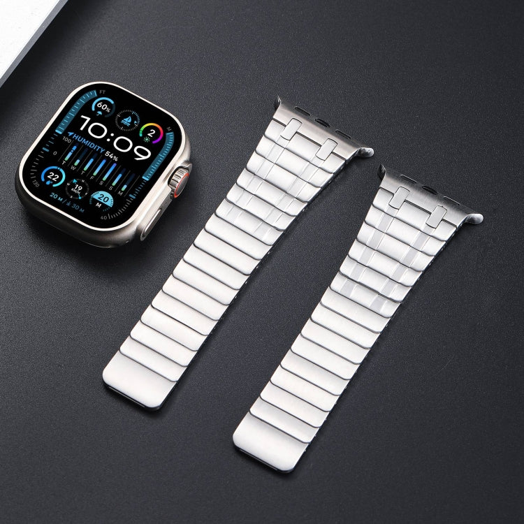 For Apple Watch SE 44mm Magnetic Stainless Steel Watch Band(Silver)