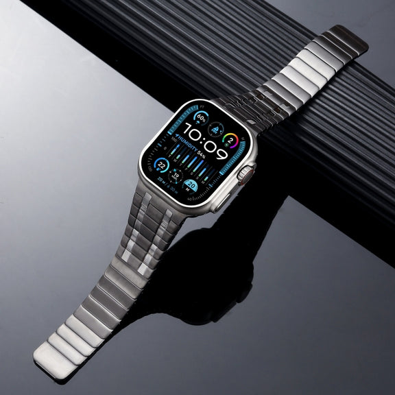 For Apple Watch SE 44mm Magnetic Stainless Steel Watch Band(Titanium Grey)