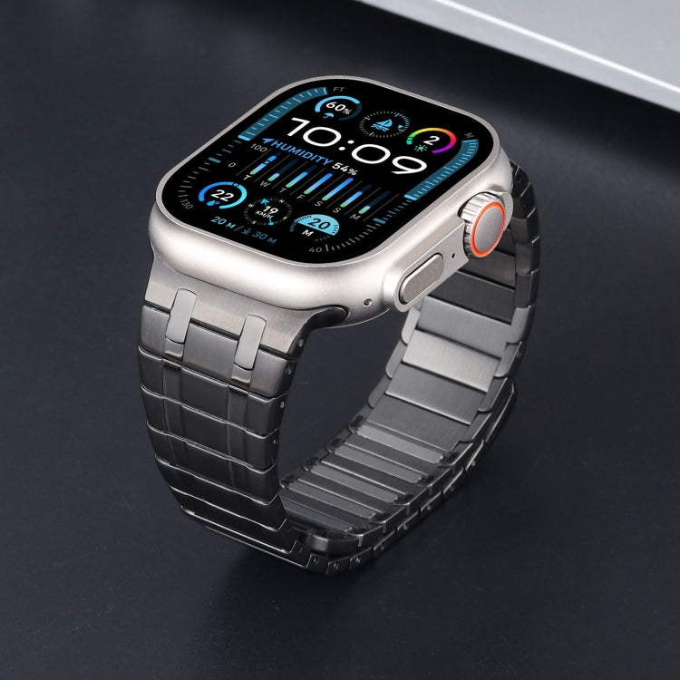 For Apple Watch SE 44mm Magnetic Stainless Steel Watch Band(Titanium Grey)