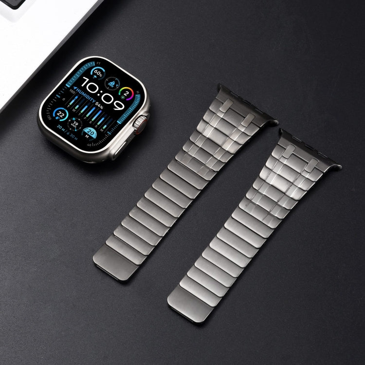 For Apple Watch SE 44mm Magnetic Stainless Steel Watch Band(Titanium Grey)