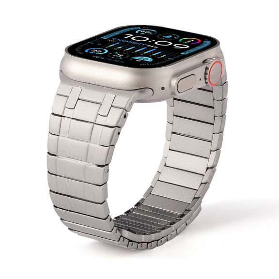 For Apple Watch SE 44mm Magnetic Stainless Steel Watch Band(Titanium Gold)