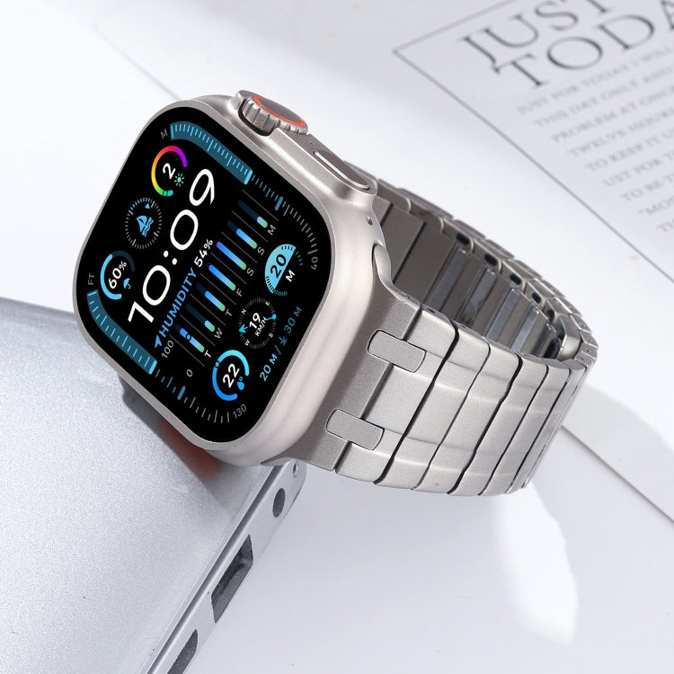 For Apple Watch Series 5 44mm Magnetic Stainless Steel Watch Band(Titanium Gold)