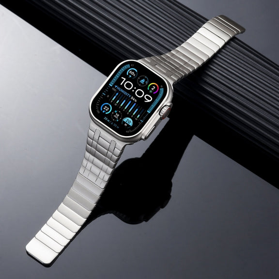 For Apple Watch Series 5 44mm Magnetic Stainless Steel Watch Band(Titanium Gold)