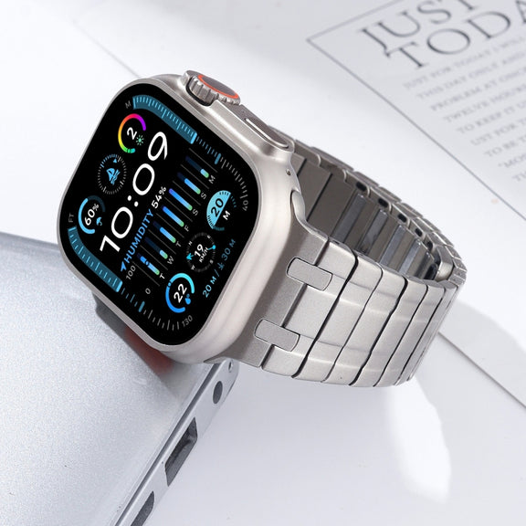 For Apple Watch Series 4 44mm Magnetic Stainless Steel Watch Band(Titanium Gold)