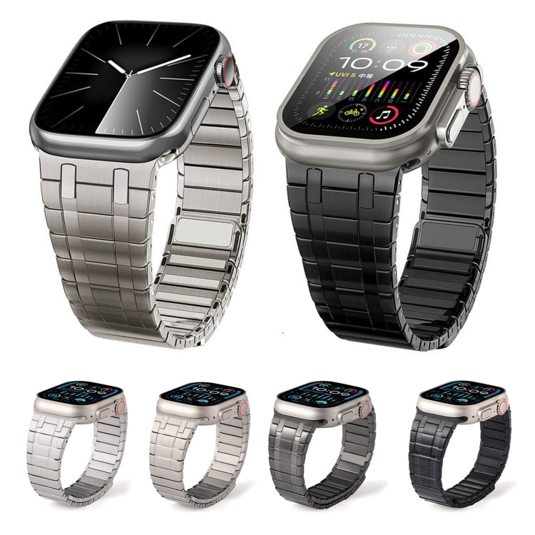 For Apple Watch SE 44mm Magnetic Stainless Steel Watch Band(Titanium Grey)