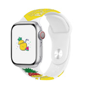 For Apple Watch SE 2023 44mm Embossed Color Printed Silicone Watch Band(Pineapple)