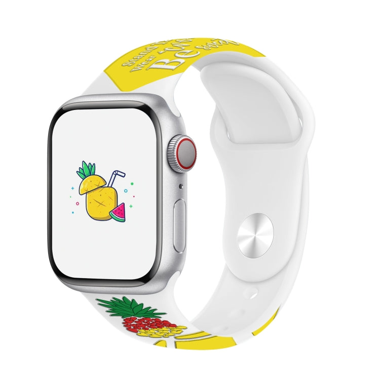 For Apple Watch SE 2023 44mm Embossed Color Printed Silicone Watch Band(Pineapple)