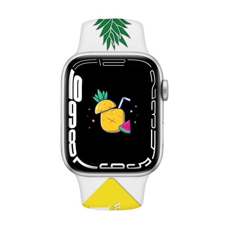 For Apple Watch SE 2023 44mm Embossed Color Printed Silicone Watch Band(Pineapple)