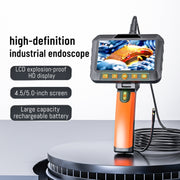 T27 5 inch IPS Color Screen 8mm Single Camera Handheld Hard Cable HD Industrial Endoscope, Length:3.5m(Orange Black)