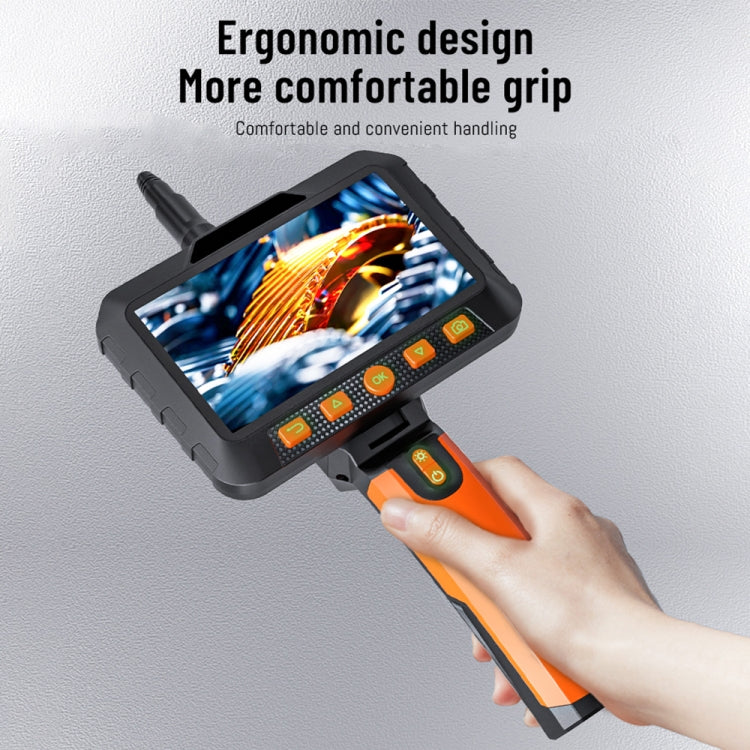 T27 5 inch IPS Color Screen 5.5mm Single Camera Handheld Hard Cable HD Industrial Endoscope, Length:5m(Orange Black)
