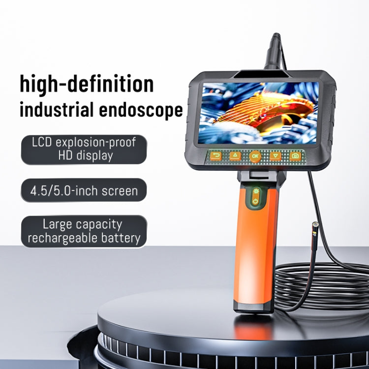 T27 5 inch IPS Color Screen 3.9mm Single Camera Handheld Hard Cable HD Industrial Endoscope, Length:5m(Orange Black)