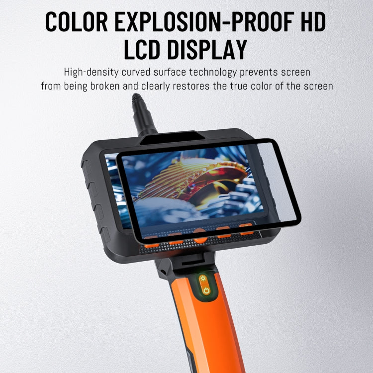 T27 5 inch IPS Color Screen 3.9mm Single Camera Handheld Hard Cable HD Industrial Endoscope, Length:5m(Orange Black)