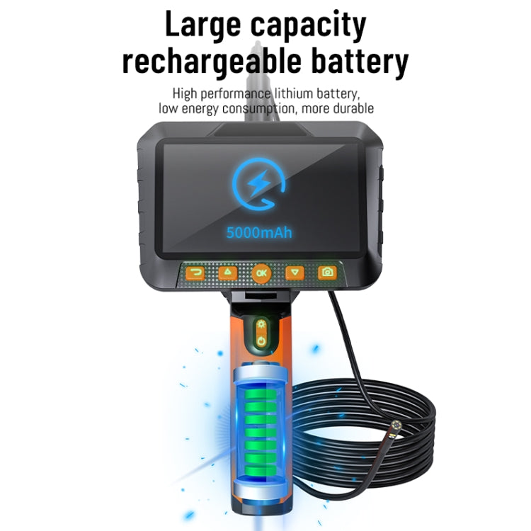 T27 5 inch IPS Color Screen 3.9mm Single Camera Handheld Hard Cable HD Industrial Endoscope, Length:3.5m(Orange Black)