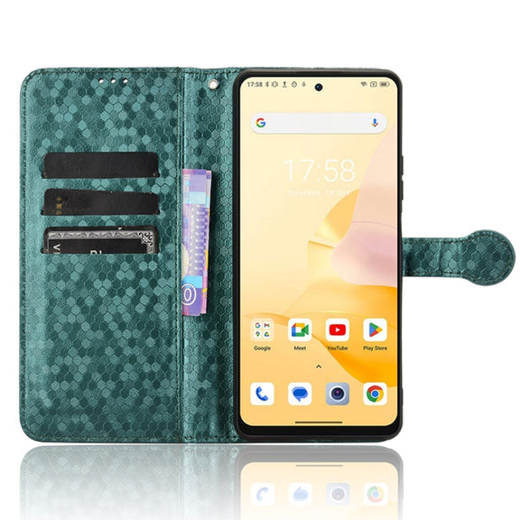 For Blackview Shark 8 Honeycomb Dot Texture Leather Phone Case(Green)
