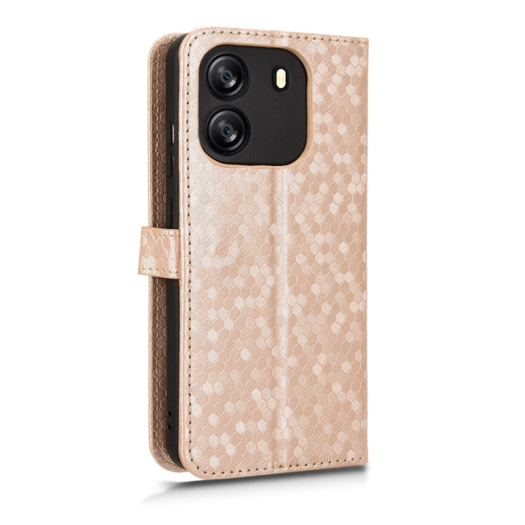 For Blackview Wave 6C Honeycomb Dot Texture Leather Phone Case(Gold)