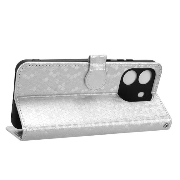 For Blackview Wave 6C Honeycomb Dot Texture Leather Phone Case(Silver)
