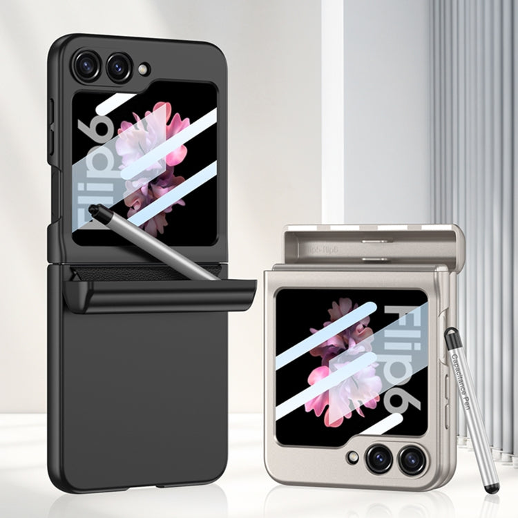 For Samsung Galaxy Z Flip6 / Flip7 FE GKK Integrated Magnetic Full Coverage Flip Phone Case with Pen Box+Pen(Green)
