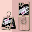 For Samsung Galaxy Z Flip6 / Flip7 FE GKK Integrated Plating Weave Texture Phone Case with Ring Holder(Pink) - free shipping - PMC Jewellery - Order now!