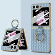 For Samsung Galaxy Z Flip6 / Flip7 FE GKK Integrated Plating Weave Texture Phone Case with Ring Holder(Blue) - free shipping - PMC Jewellery - Order now!