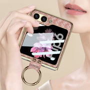 For Samsung Galaxy Z Flip6 / Flip7 FE GKK Integrated Plating Weave Texture Phone Case with Ring Holder(Blue)