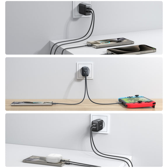 JOYROOM JR-TCF13 25W Dual Ports USB + Type-C Charger, Plug:EU Plug(Black)