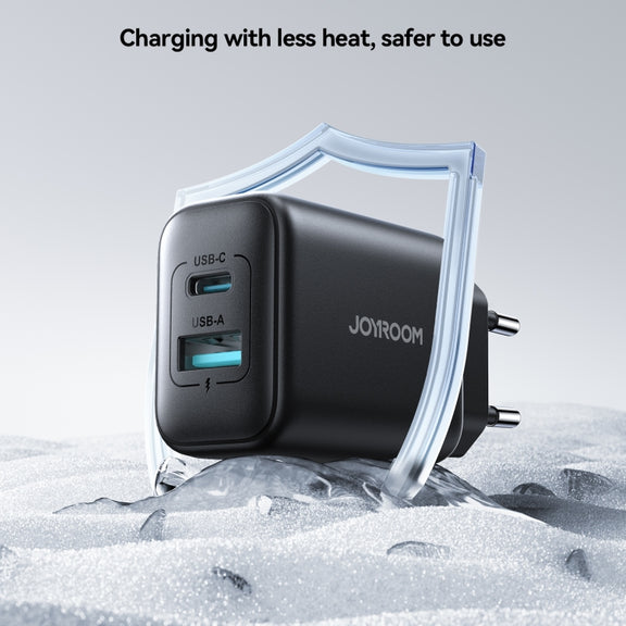 JOYROOM JR-TCF13 25W Dual Ports USB + Type-C Charger, Plug:EU Plug(Black)