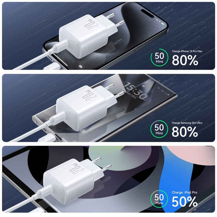 JOYROOM JR-TCF20 PD20W USB-C / Type-C Port Charger, Plug:EU Plug(White)
