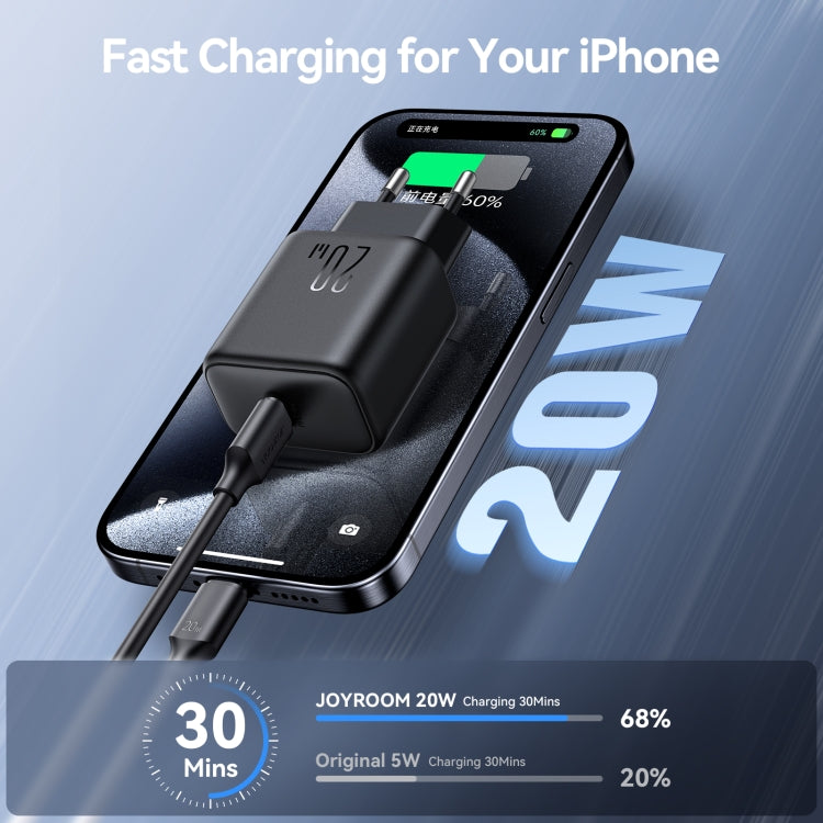 JOYROOM JR-TCF20 PD20W USB-C / Type-C Port Charger, Plug:EU Plug(Black)