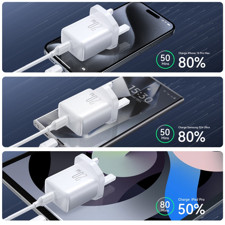 JOYROOM JR-TCF20 PD20W USB-C / Type-C Port Charger, Plug:UK Plug(White)