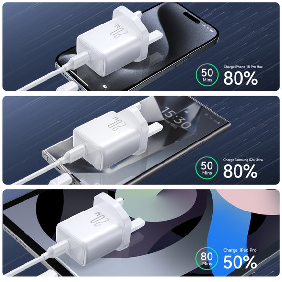 JOYROOM JR-TCF20 PD20W USB-C / Type-C Port Charger, Plug:UK Plug(White)