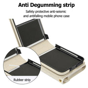 For Motorola Razr 40 Splicing Rhombic Texture Phone Case with Long & Short Lanyard(Beige)