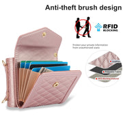 For Motorola Razr 40 Splicing Rhombic Texture Phone Case with Long & Short Lanyard(Rose Gold)