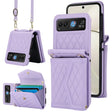 For Motorola Razr 40 Splicing Rhombic Texture Phone Case with Long & Short Lanyard(Purple) - Motorola Cases by PMC TechLife | Online Shopping South Africa | PMC TechLife | Buy Now Pay Later Mobicred