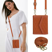 For Motorola Razr 40 Splicing Rhombic Texture Phone Case with Long & Short Lanyard(Brown)